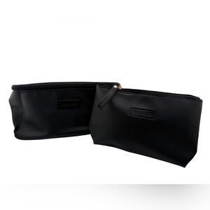 MAANGE Black Makeup Bag Set 2 Piece Zipper Cosmetic Pouches Travel Case